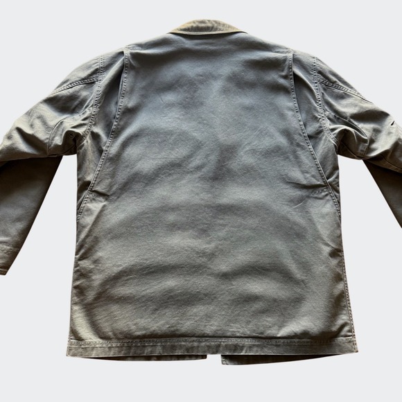 VTG LL Bean Barn Coat Mens Large Green Canvas Plaid Lined Chore Jacket Button - Picture 5 of 10